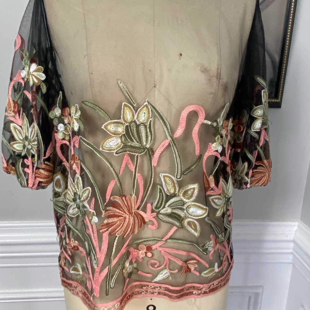Mesh embroidered top